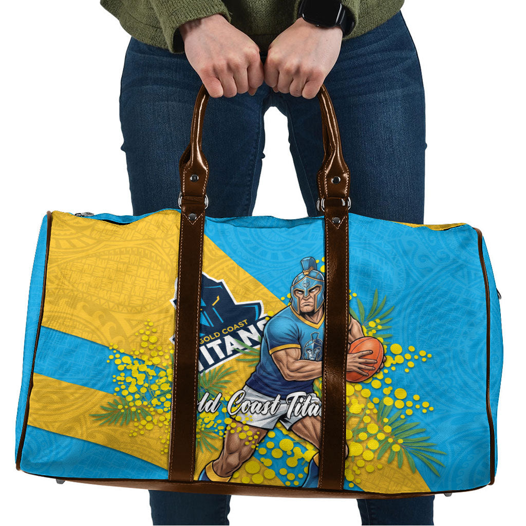 Gold Coast Titans Travel Bag Golden Wattle Floral Polynesian - Australian Flower - Rugby Mascot