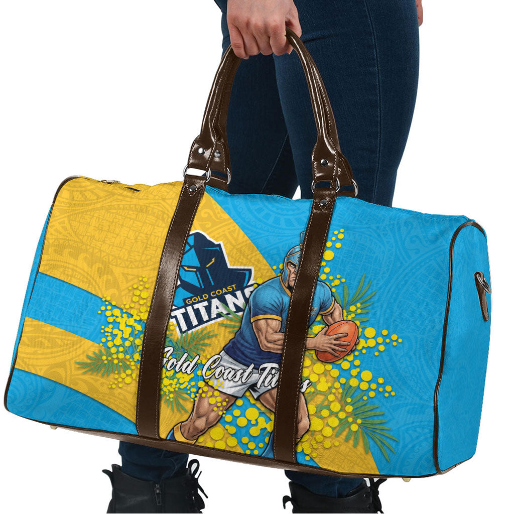 Gold Coast Titans Travel Bag Golden Wattle Floral Polynesian - Australian Flower - Rugby Mascot