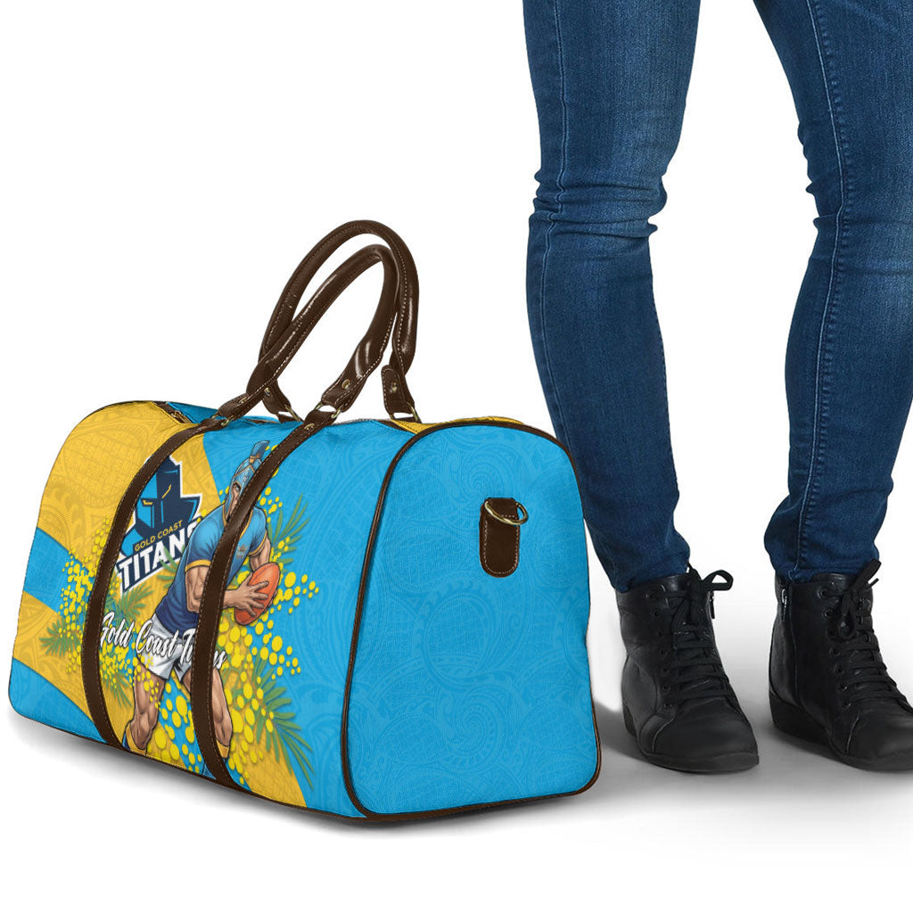 Gold Coast Titans Travel Bag Golden Wattle Floral Polynesian - Australian Flower - Rugby Mascot