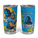 Gold Coast Titans Tumbler Cup Golden Wattle Floral Polynesian - Australian Flower - Rugby Mascot