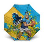 Gold Coast Titans Umbrella Golden Wattle Floral Polynesian - Australian Flower - Rugby Mascot