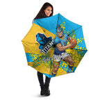 Gold Coast Titans Umbrella Golden Wattle Floral Polynesian - Australian Flower - Rugby Mascot