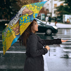 Gold Coast Titans Umbrella Golden Wattle Floral Polynesian - Australian Flower - Rugby Mascot