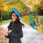 Gold Coast Titans Umbrella Golden Wattle Floral Polynesian - Australian Flower - Rugby Mascot