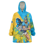 Gold Coast Titans Wearable Blanket Hoodie Golden Wattle Floral Polynesian - Australian Flower - Rugby Mascot