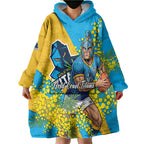 Gold Coast Titans Wearable Blanket Hoodie Golden Wattle Floral Polynesian - Australian Flower - Rugby Mascot