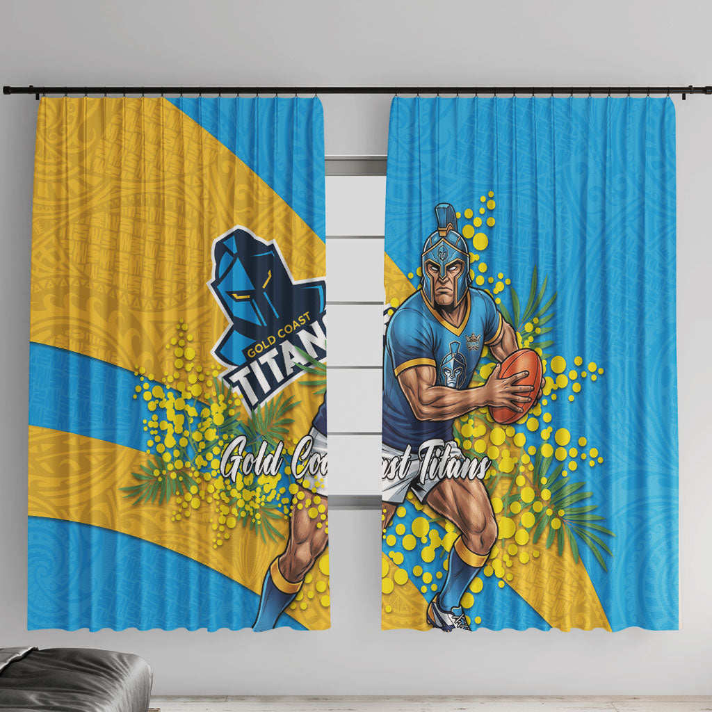 Gold Coast Titans Window Curtain Golden Wattle Floral Polynesian - Australian Flower - Rugby Mascot