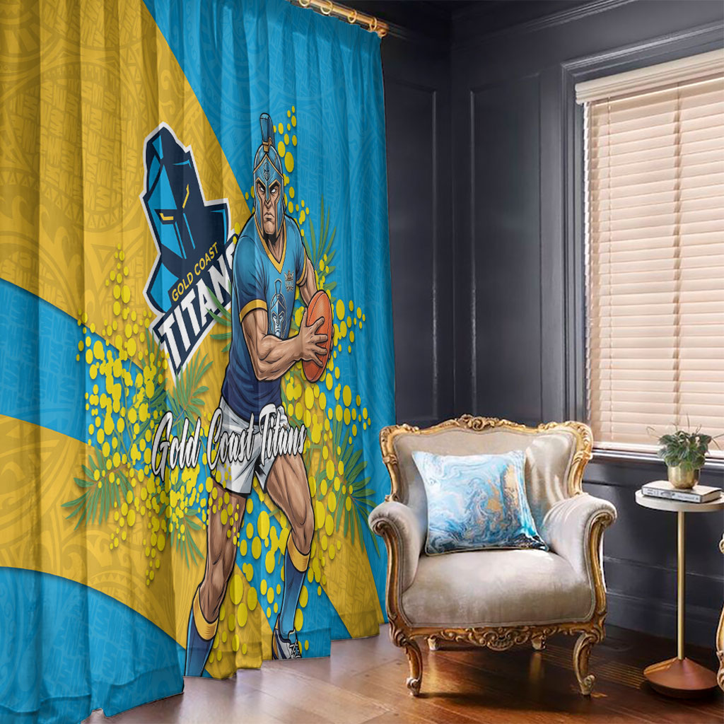 Gold Coast Titans Window Curtain Golden Wattle Floral Polynesian - Australian Flower - Rugby Mascot