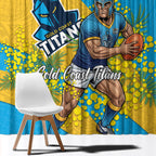 Gold Coast Titans Window Curtain Golden Wattle Floral Polynesian - Australian Flower - Rugby Mascot