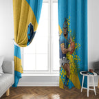 Gold Coast Titans Window Curtain Golden Wattle Floral Polynesian - Australian Flower - Rugby Mascot