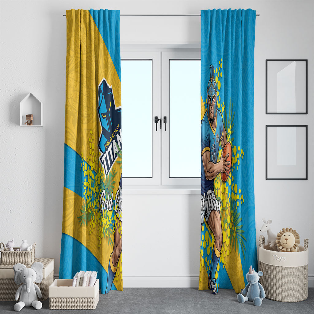 Gold Coast Titans Window Curtain Golden Wattle Floral Polynesian - Australian Flower - Rugby Mascot
