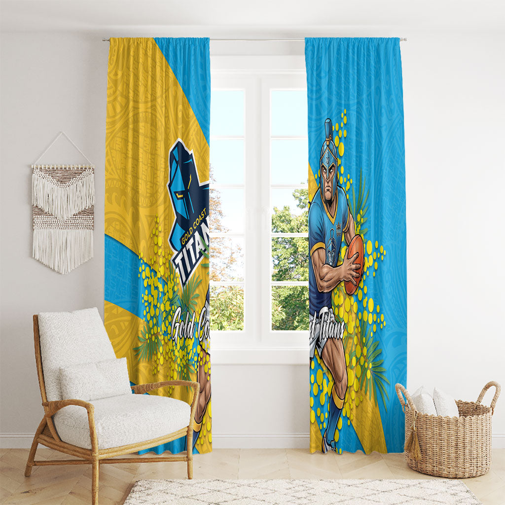 Gold Coast Titans Window Curtain Golden Wattle Floral Polynesian - Australian Flower - Rugby Mascot