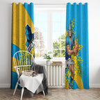 Gold Coast Titans Window Curtain Golden Wattle Floral Polynesian - Australian Flower - Rugby Mascot