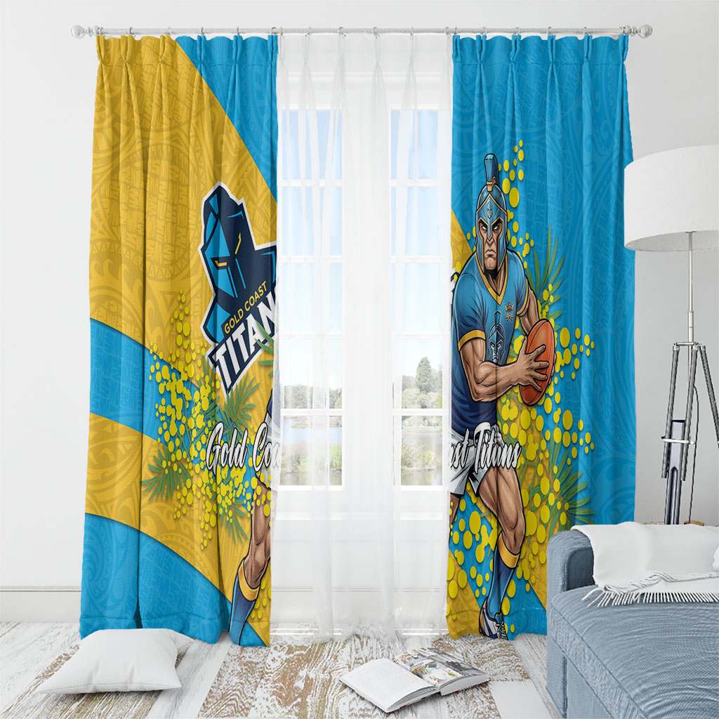 Gold Coast Titans Window Curtain Golden Wattle Floral Polynesian - Australian Flower - Rugby Mascot