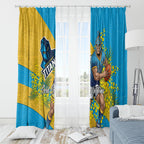Gold Coast Titans Window Curtain Golden Wattle Floral Polynesian - Australian Flower - Rugby Mascot