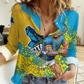 Gold Coast Titans Women Casual Shirt Golden Wattle Floral Polynesian - Australian Flower - Rugby Mascot