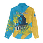 Gold Coast Titans Women Casual Shirt Golden Wattle Floral Polynesian - Australian Flower - Rugby Mascot