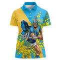 Gold Coast Titans Women Polo Shirt Golden Wattle Floral Polynesian - Australian Flower - Rugby Mascot