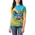 Gold Coast Titans Women Polo Shirt Golden Wattle Floral Polynesian - Australian Flower - Rugby Mascot