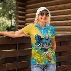 Gold Coast Titans Women Polo Shirt Golden Wattle Floral Polynesian - Australian Flower - Rugby Mascot