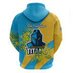Gold Coast Titans Zip Hoodie Golden Wattle Floral Polynesian - Australian Flower - Rugby Mascot