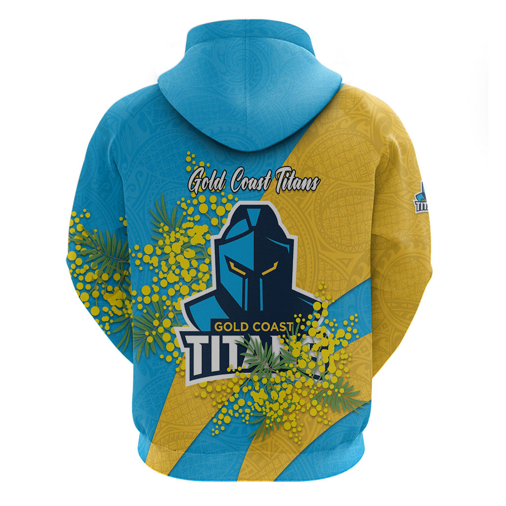 Gold Coast Titans Zip Hoodie Golden Wattle Floral Polynesian - Australian Flower - Rugby Mascot
