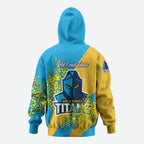 Gold Coast Titans Zip Hoodie Golden Wattle Floral Polynesian - Australian Flower - Rugby Mascot