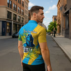 Gold Coast Titans Zipper Polo Shirt Golden Wattle Floral Polynesian - Australian Flower - Rugby Mascot