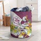 Manly Warringah Sea Eagles Laundry Basket Golden Wattle Floral Polynesian - Australian Flower - Rugby Mascot