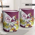 Manly Warringah Sea Eagles Laundry Basket Golden Wattle Floral Polynesian - Australian Flower - Rugby Mascot