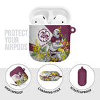 Manly Warringah Sea Eagles AirPods Case Golden Wattle Floral Polynesian - Australian Flower - Rugby Mascot