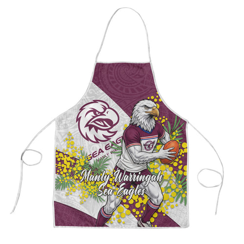 Manly Warringah Sea Eagles Apron Golden Wattle Floral Polynesian - Australian Flower - Rugby Mascot