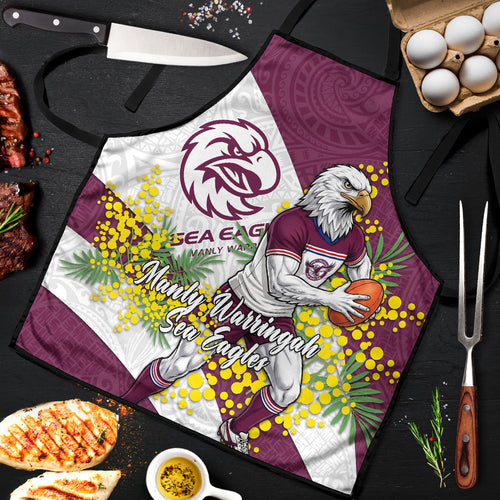 Manly Warringah Sea Eagles Apron Golden Wattle Floral Polynesian - Australian Flower - Rugby Mascot