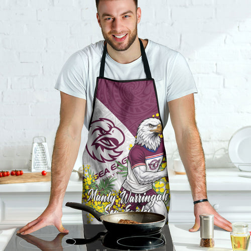 Manly Warringah Sea Eagles Apron Golden Wattle Floral Polynesian - Australian Flower - Rugby Mascot