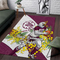 Manly Warringah Sea Eagles Area Rug Golden Wattle Floral Polynesian - Australian Flower - Rugby Mascot