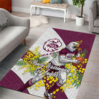 Manly Warringah Sea Eagles Area Rug Golden Wattle Floral Polynesian - Australian Flower - Rugby Mascot