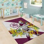 Manly Warringah Sea Eagles Area Rug Golden Wattle Floral Polynesian - Australian Flower - Rugby Mascot