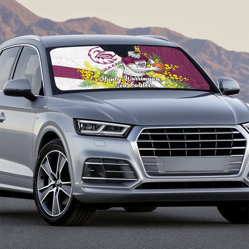 Manly Warringah Sea Eagles Auto Sun Shade Golden Wattle Floral Polynesian - Australian Flower - Rugby Mascot
