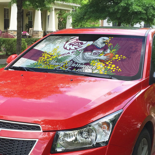 Manly Warringah Sea Eagles Auto Sun Shade Golden Wattle Floral Polynesian - Australian Flower - Rugby Mascot