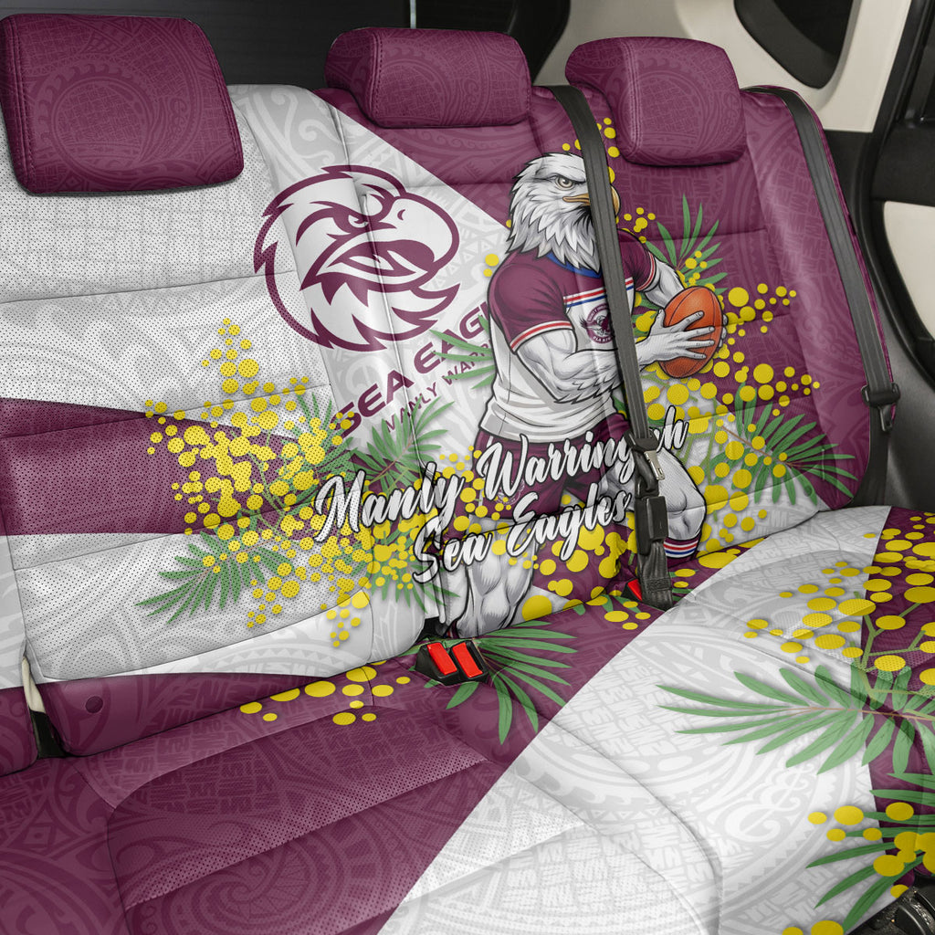 Manly Warringah Sea Eagles Back Car Seat Cover Golden Wattle Floral Polynesian - Australian Flower - Rugby Mascot