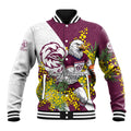 Manly Warringah Sea Eagles Baseball Jacket Golden Wattle Floral Polynesian - Australian Flower - Rugby Mascot