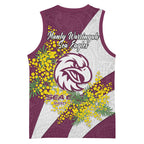 Manly Warringah Sea Eagles Basketball Jersey Golden Wattle Floral Polynesian - Australian Flower - Rugby Mascot