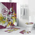 Manly Warringah Sea Eagles Bathroom Set Golden Wattle Floral Polynesian - Australian Flower - Rugby Mascot