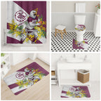 Manly Warringah Sea Eagles Bathroom Set Golden Wattle Floral Polynesian - Australian Flower - Rugby Mascot