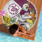 Manly Warringah Sea Eagles Beach Blanket Golden Wattle Floral Polynesian - Australian Flower - Rugby Mascot