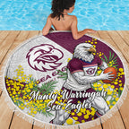 Manly Warringah Sea Eagles Beach Blanket Golden Wattle Floral Polynesian - Australian Flower - Rugby Mascot