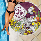 Manly Warringah Sea Eagles Beach Blanket Golden Wattle Floral Polynesian - Australian Flower - Rugby Mascot