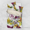 Manly Warringah Sea Eagles Bedding Set Golden Wattle Floral Polynesian - Australian Flower - Rugby Mascot