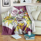Manly Warringah Sea Eagles Blanket Golden Wattle Floral Polynesian - Australian Flower - Rugby Mascot