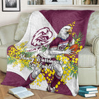 Manly Warringah Sea Eagles Blanket Golden Wattle Floral Polynesian - Australian Flower - Rugby Mascot